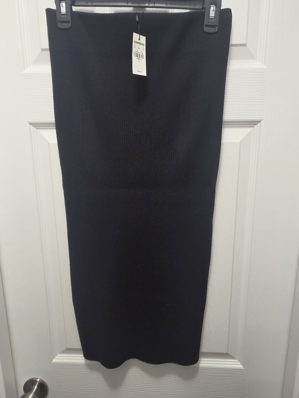 Express Black Ribbed Pencil Midi Skirt - Sleek Knit